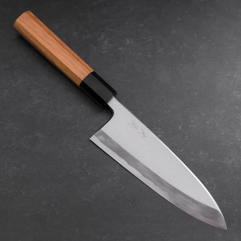 Deba White Steel #2 Hon-Kasumi Büffelhorn und Teak Griff 165mm-[Musashi]-[Japan-Küchenmesser]