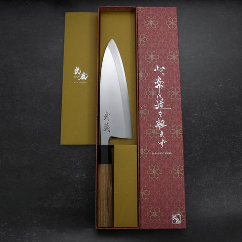 Deba White Steel #2 Kasumi Büffelhorn und Teak Griff 195mm-[Musashi]-[Japan-Küchenmesser]