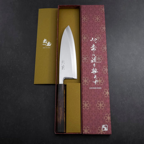 Deba White steel #2 Kasumi Sumi Urushi Griff 180mm-[Musashi]-[Japan-Küchenmesser]
