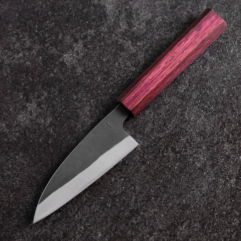 Funayuki Blue Steel #1 Kurouchi Lila Urushi Griff 105mm-[Musashi]-[Japan-Küchenmesser]