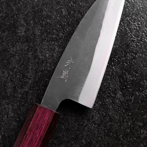 Funayuki Blue Steel #1 Kurouchi Lila Urushi Griff 105mm-[Musashi]-[Japan-Küchenmesser]