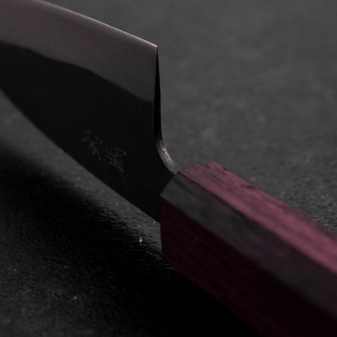 Funayuki Blue Steel #1 Kurouchi Lila Urushi Griff 105mm-[Musashi]-[Japan-Küchenmesser]