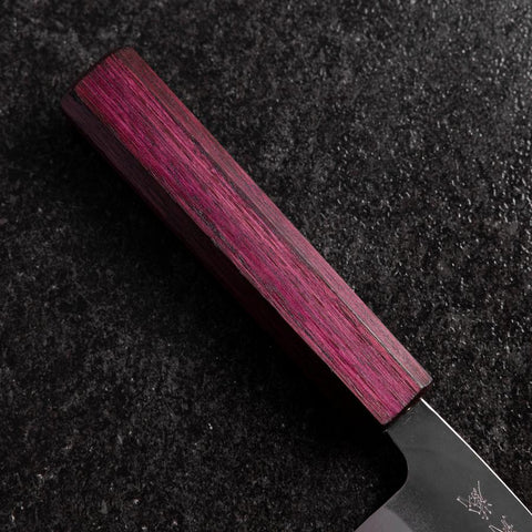 Funayuki Blue Steel #1 Kurouchi Lila Urushi Griff 105mm-[Musashi]-[Japan-Küchenmesser]