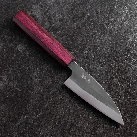 Funayuki Blue Steel #1 Kurouchi Lila Urushi Griff 105mm-[Musashi]-[Japan-Küchenmesser]