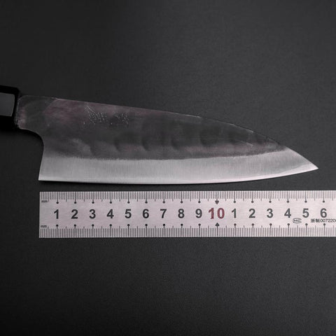 Funayuki Blue Steel #1 Stainless Clad Kurouchi Buffalo Magnolia Handle 165mm (6.5”)-[Musashi]-[Japan-Küchenmesser]
