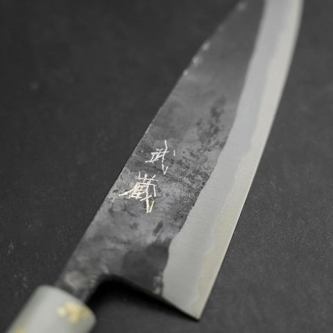 Funayuki Blue Steel #2 Kurouchi Ocean Black White Gold Handle 165mm (6.5”)-[Musashi]-[Japan-Küchenmesser]