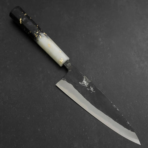 Funayuki Blue Steel #2 Kurouchi Ocean Black White Gold Handle 165mm (6.5”)-[Musashi]-[Japan-Küchenmesser]