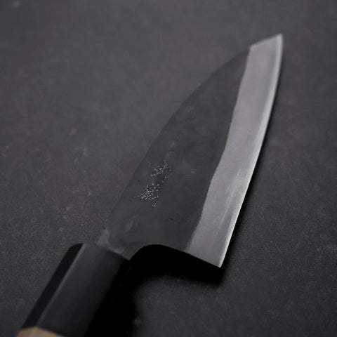 Funayuki Blue Steel #1 Kurouchi Büffelhorn und Magnolienholz Griff 105mm-[Musashi]-[Japan-Küchenmesser]