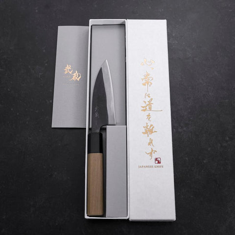Funayuki Blue Steel #1 Kurouchi Büffelhorn und Magnolienholz Griff 105mm-[Musashi]-[Japan-Küchenmesser]