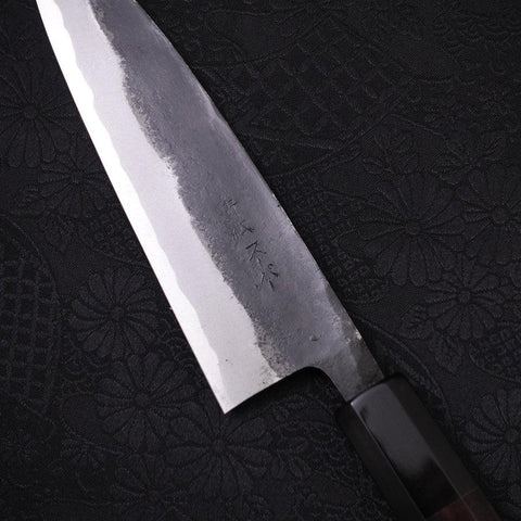 Funayuki Sabaki Aogami-Super, Kurouchi Büffelhorn und Ebenholz Griff, 135mm-[Musashi]-[Japan-Küchenmesser]