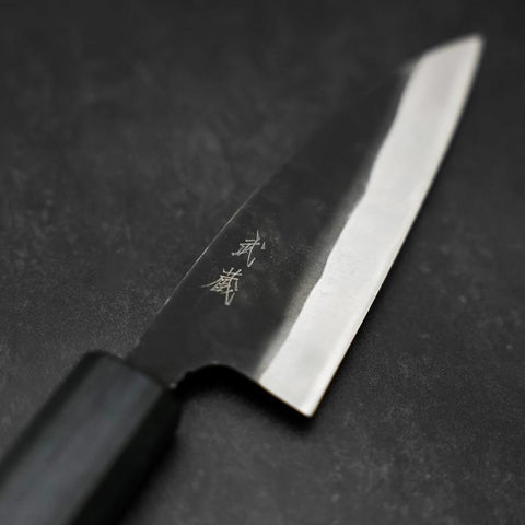Funayuki Sabaki Blue Steel #1 Kurouchi Büffelhorn und Ebenholz Griff 165mm-[Musashi]-[Japan-Küchenmesser]