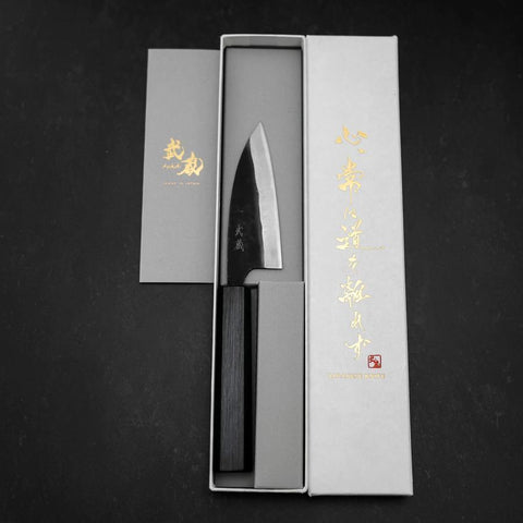 Funayuki Sabaki Blue Steel #1 Kurouchi Büffelhorn und Ebenholz Griff 165mm-[Musashi]-[Japan-Küchenmesser]