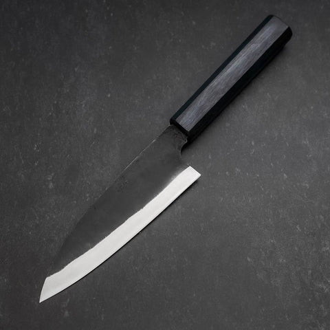 Funayuki Sabaki Blue Steel #1 Kurouchi Büffelhorn und Ebenholz Griff 180mm-[Musashi]-[Japan-Küchenmesser]