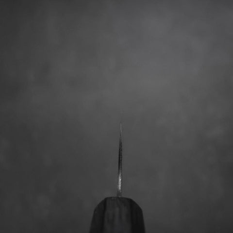 Funayuki Sabaki Blue Steel #1 Kurouchi Büffelhorn und Ebenholz Griff 180mm-[Musashi]-[Japan-Küchenmesser]