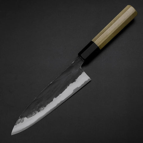 Funayuki Sabaki Blue Steel #1 Kurouchi Büffelhorn und Magnolienholz Griff 165mm-[Musashi]-[Japan-Küchenmesser]
