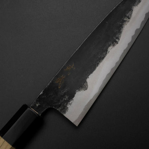 Funayuki Sabaki Blue Steel #1 Kurouchi Büffelhorn und Magnolienholz Griff 165mm-[Musashi]-[Japan-Küchenmesser]