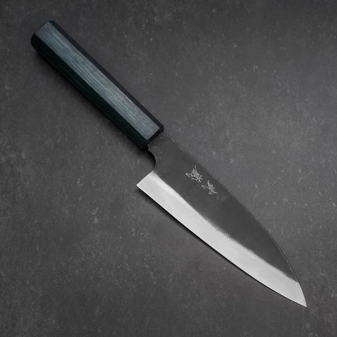 Funayuki Sabaki Blue Steel #1 Kurouchi Dark Blue Urushi Handle 165mm (6.5”)-[Musashi]-[Japan-Küchenmesser]