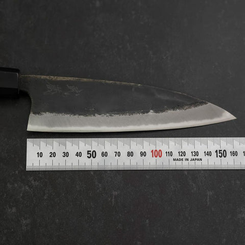 Funayuki Sabaki Blue Steel #2 Kurouchi Buffalo Teak Handle 165mm (6.5”)-[Musashi]-[Japan-Küchenmesser]