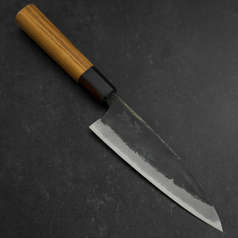 Funayuki Sabaki Blue Steel #2 Kurouchi Buffalo Teak Handle 165mm (6.5”)-[Musashi]-[Japan-Küchenmesser]