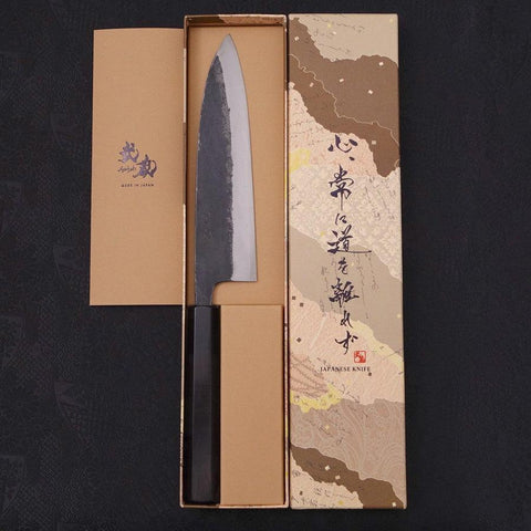 Funayuki Sabaki Blue Super Kurouchi Buffalo Ebony Handle 180mm (7”)-[Musashi]-[Japan-Küchenmesser]