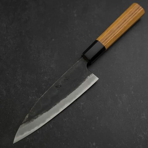 Funayuki Sabaki Blue steel #2 Kurouchi Büffelhorn und Teak Griff 165mm-[Musashi]-[Japan-Küchenmesser]