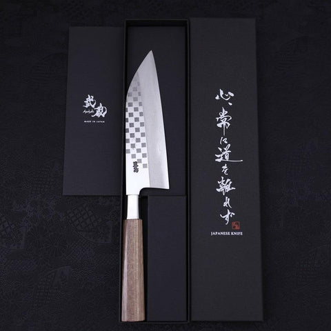 Funayuki Silver Steel #3 Ichimatsu Walnussholz Griff 165mm-[Musashi]-[Japan-Küchenmesser]