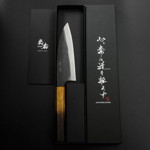 Funayuki White Steel #2 Kurouchi Yaki Urushi Griff 155mm-[Musashi]-[Japan-Küchenmesser]