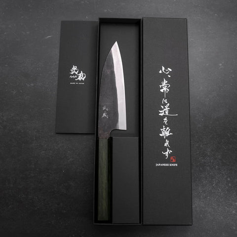 Funayuki White Steel #2 Kurouchi Grüner Urushi Griff 150mm-[Musashi]-[Japan-Küchenmesser]