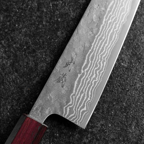 Gyuto 440C Nashiji Damast Lila Urushi Griff 210mm-[Musashi]-[Japan-Küchenmesser]