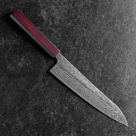 Gyuto 440C Nashiji Damast Lila Urushi Griff 210mm-[Musashi]-[Japan-Küchenmesser]