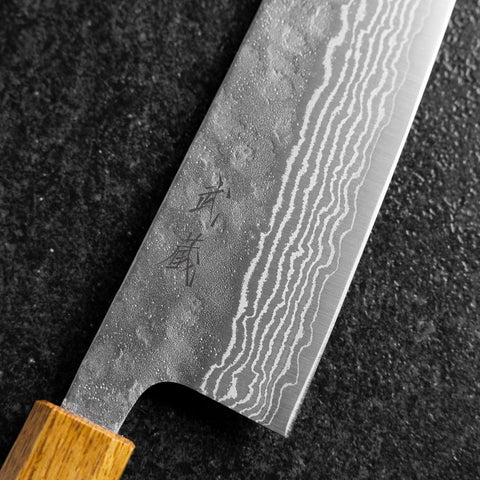 Gyuto 440C Nashiji Damast Yaki Urushi Griff 210mm-[Musashi]-[Japan-Küchenmesser]