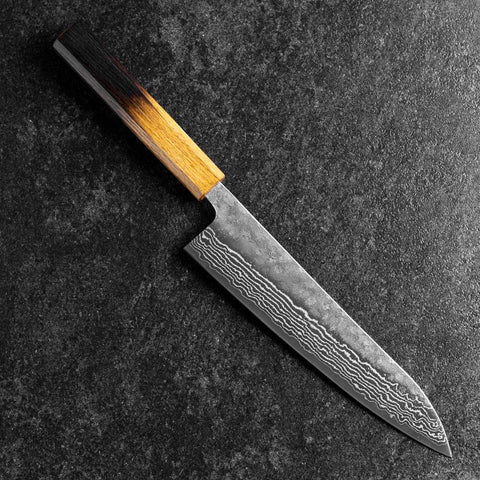 Gyuto 440C Nashiji Damast Yaki Urushi Griff 210mm-[Musashi]-[Japan-Küchenmesser]