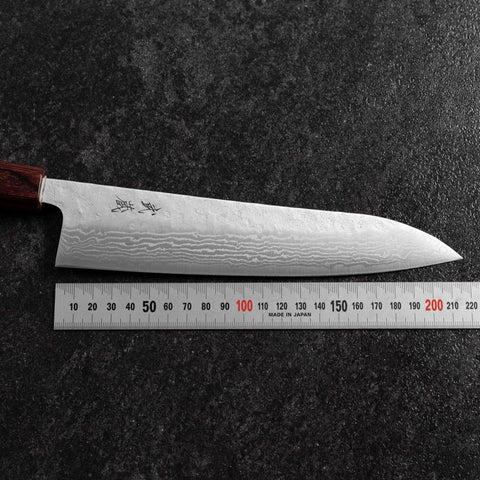 Gyuto 440C Nashiji Damast Zelkove Griff 210mm-[Musashi]-[Japan-Küchenmesser]