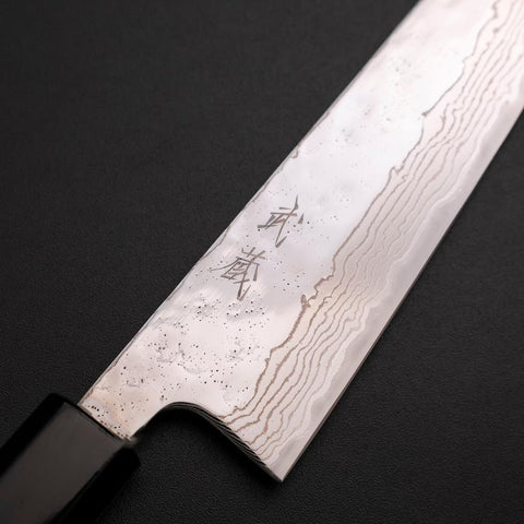 Gyuto 440C Nashiji Kagami Damast Feuer Urushi Griff 180mm-[Musashi]-[Japan-Küchenmesser]