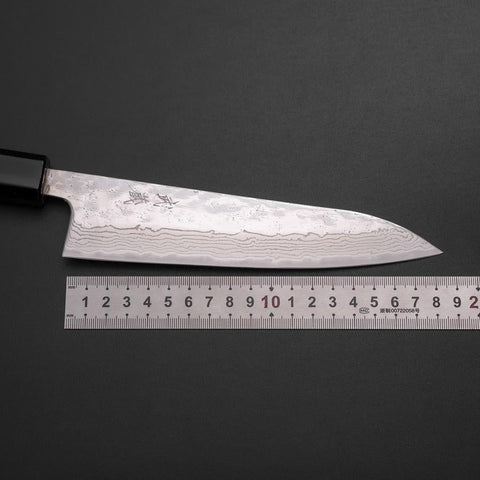 Gyuto 440C Nashiji Kagami Damast Feuer Urushi Griff 180mm-[Musashi]-[Japan-Küchenmesser]