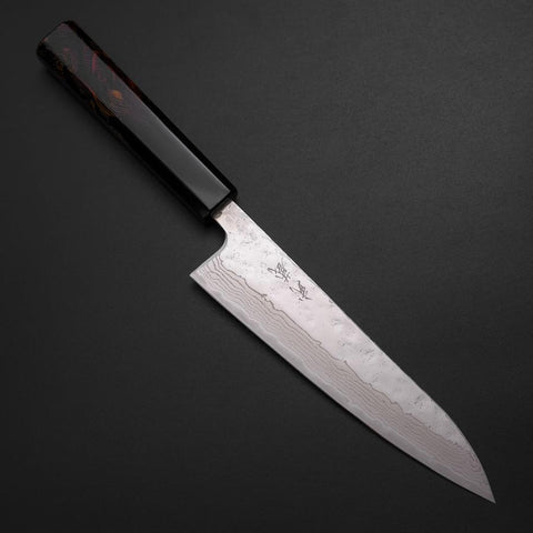 Gyuto 440C Nashiji Kagami Damast Feuer Urushi Griff 180mm-[Musashi]-[Japan-Küchenmesser]