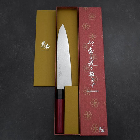 Gyuto AUS-10 Damast Roter Kirschholz Griff 210mm-[Musashi]-[Japan-Küchenmesser]