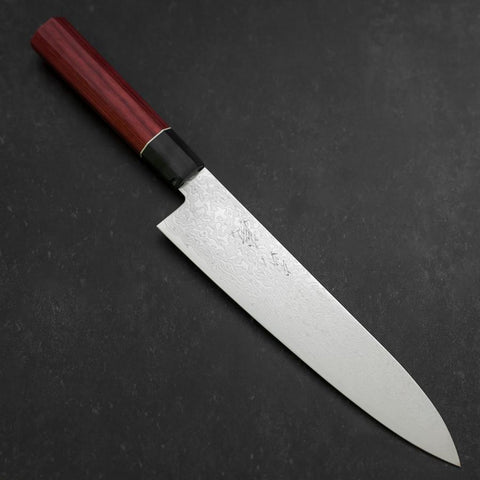 Gyuto AUS-10 Damast Roter Kirschholz Griff 210mm-[Musashi]-[Japan-Küchenmesser]