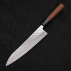 Gyuto AUS-10 Kagami Tsuchime Damast Büffelhorn und Teakholz Griff 210mm-[Musashi]-[Japan-Küchenmesser]