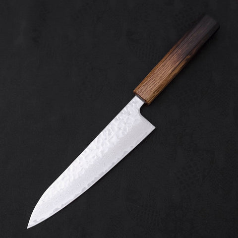 Gyuto AUS-10 Kagami Tsuchime Damast Yaki Urushi Griff 180mm-[Musashi]-[Japan-Küchenmesser]