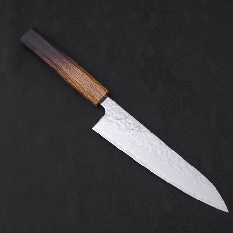 Gyuto AUS-10 Kagami Tsuchime Damast Yaki Urushi Griff 180mm-[Musashi]-[Japan-Küchenmesser]