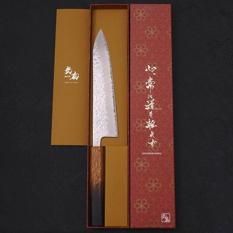 Gyuto AUS-10 Mirror Tsuchime Damascus Yaki Urushi Handle 210mm (8.3”)-[Musashi]-[Japan-Küchenmesser]
