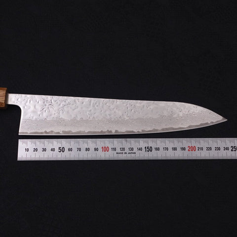 Gyuto AUS-10 Mirror Tsuchime Damascus Yaki-Urushi Handle 240mm (9.4”)-[Musashi]-[Japan-Küchenmesser]