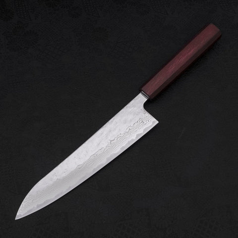 Gyuto AUS-10 Nashiji Damast Lila Urushi Griff 210mm-[Musashi]-[Japan-Küchenmesser]