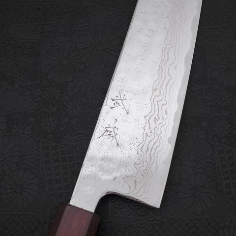 Gyuto AUS-10 Nashiji Damast Lila Urushi Griff 210mm-[Musashi]-[Japan-Küchenmesser]