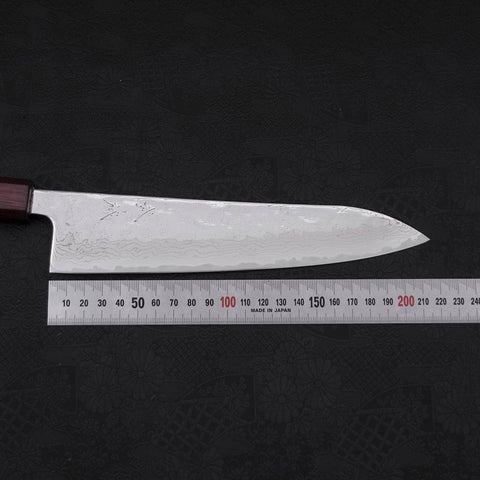 Gyuto AUS-10 Nashiji Damast Lila Urushi Griff 210mm-[Musashi]-[Japan-Küchenmesser]