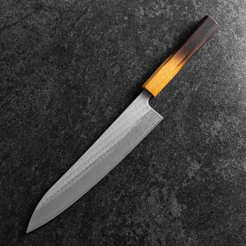Gyuto AUS-10 Nawame Damast Yaki Urushi Griff 240mm-[Musashi]-[Japan-Küchenmesser]