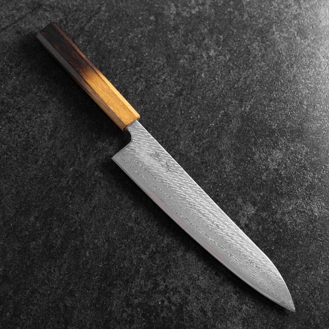 Gyuto AUS-10 Nawame Damast Yaki Urushi Griff 240mm-[Musashi]-[Japan-Küchenmesser]
