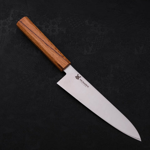 Gyuto AUS-10 Poliert Eichenholz Griff 180mm-[Musashi]-[Japan-Küchenmesser]