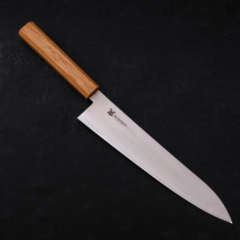 Gyuto AUS-10 Poliert Eichenholz Griff 240mm-[Musashi]-[Japan-Küchenmesser]